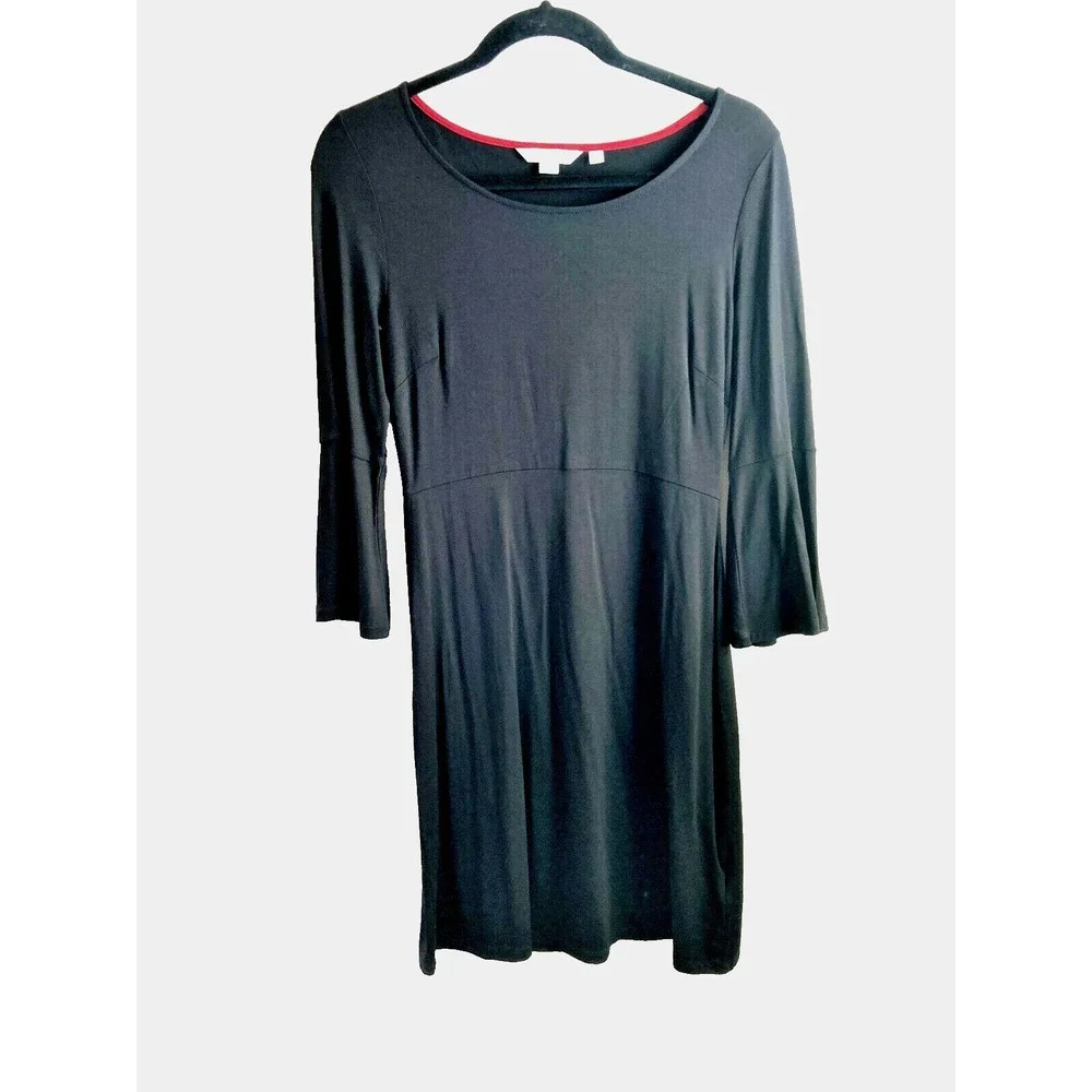 Boden Jersey Knit‎ Dress Sz 4 Black 3/4 Bell Sleeve A-Line Whimsigoth